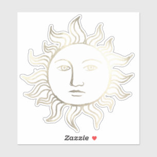 Chic Celestial Retro Silver Foil  Witch Sun Sticker