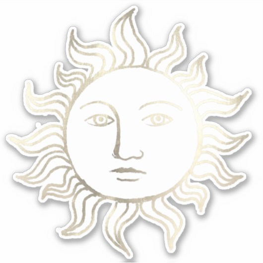 Chic Celestial Retro Silver Foil Witch Sun Sticker (Voorkant)