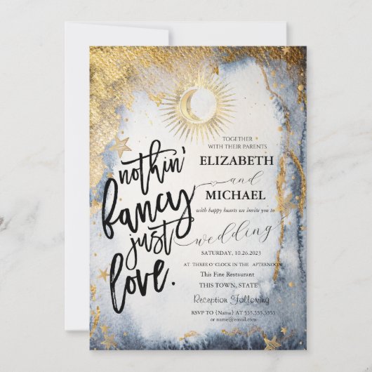 Chic Celestial Sun, Moon, Stars Wedding Kaart (Voorkant)