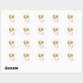 Chic Celestial Witgouden Zon Maan Monogram Crest  Ronde Sticker (Vel)
