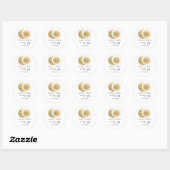 Chic Celestial Witte Gouden Zon Maan Monogram Wape Ronde Sticker (Vel)