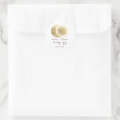 Chic Celestial Witte Gouden Zon Maan Monogram Wape Ronde Sticker (Tas)