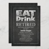 Chic Chalkboard Funny Retirement Party Kaart (Voorkant / Achterkant)