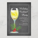 Chic Chalkboard Holiday Cocktail Party Uitnodiging<br><div class="desc">Modern 2014 Holiday cocktail party-uitnodiging met een champagneglas uit wijn,  op een stijlvolle zwarte achtergrond geplaatst met een klassiek klassiek lijst.  Knijp onze kerstfeestuitnodiging naar uitzicht om een extra speciale aanraking achter te laten.  In onze winkel verkrijgbaar in een groot aantal verschillende populaire en trendy kleuren</div>