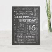 Chic Chalkboard Leeftijd-specifieke 16e Verjaardag Kaart (Voorkant)