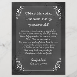 Chic  Chalkboard look Wedding Basket Sign