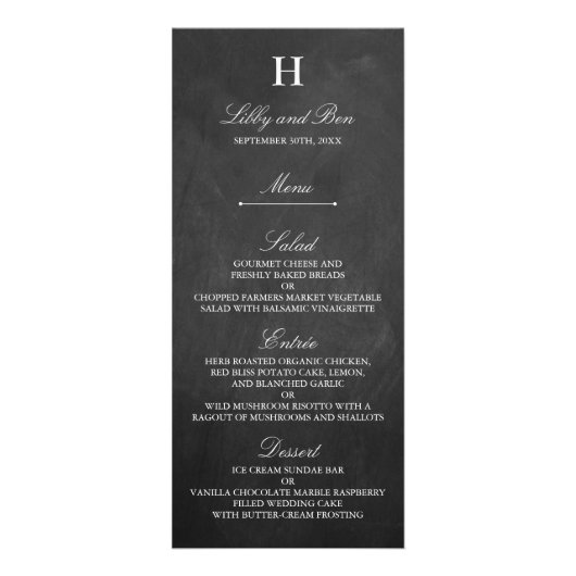 Chic Chalkboard Wedding Menu Sjabloon (Voorkant)