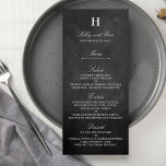 Chic Chalkboard Wedding Menu Sjabloon<br><div class="desc">Viel in stijl met deze trendy menkkaarten. De formulering is gemakkelijk te personaliseren en je gasten zullen enthousiast zijn als ze deze superstijlvolle menu's ontvangen.</div>