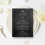 Chic Chalkboard Wedding Menu Sjabloon<br><div class="desc">Viel in stijl met deze trendy menkkaarten. De formulering is gemakkelijk te personaliseren en je gasten zullen enthousiast zijn als ze deze superstijlvolle menu's ontvangen.</div>
