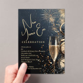 Chic Champagne and Clocks New Year's Eve Acryl Uitnodigingen (Insitu (Draagbaar))