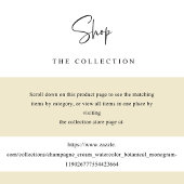 Chic Champagne Cream Waterverf, Monogram Wedding Menu