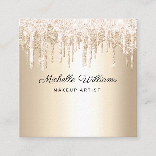 Chic Champagne Driving Glitter Professional Vierkante Visitekaartje (Voorkant)