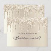 Chic Champagne Druppelende Glitter Elegant Bruidsm Kaart (Voorkant / Achterkant)