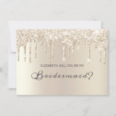 Chic Champagne Druppelende Glitter Elegant Bruidsm Kaart (Voorkant)