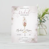 Chic Champagne Glass Snowflakes Bridal Luncheon Kaart (Staand voorkant)
