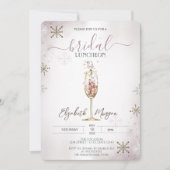 Chic Champagne Glass Snowflakes Bridal Luncheon Kaart (Voorkant)