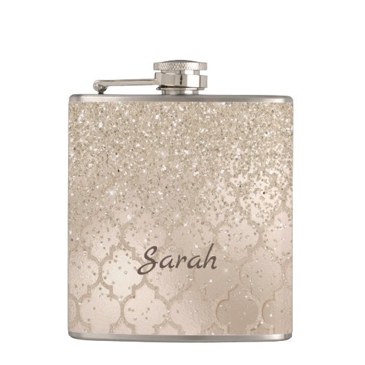 Chic Champagne Glitter Kijk Flask Heupfles (Voorkant)