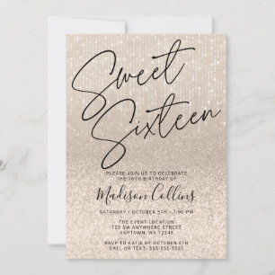 Chic Champagne Glitter Sweet 16 Kaart