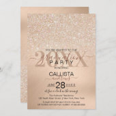 Chic Champagne Gold Glitter Metallic Afstuderen Kaart (Voorkant / Achterkant)