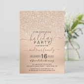 Chic Champagne Gold Glitter Metallic Holiday Kaart (Staand voorkant)