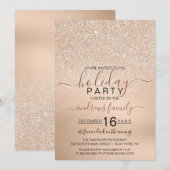 Chic Champagne Gold Glitter Metallic Holiday Kaart (Voorkant / Achterkant)