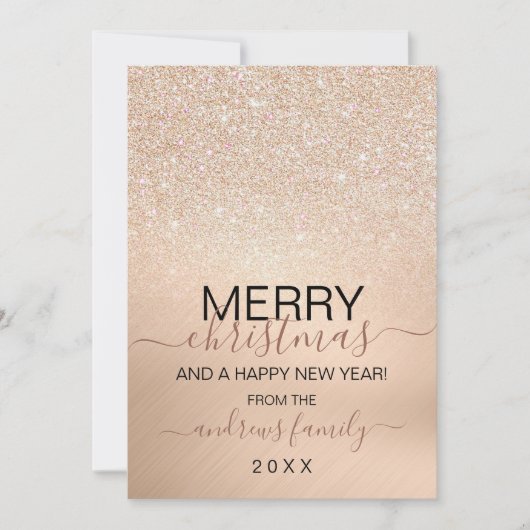 Chic Champagne Gold Glitter Metallic Kerstmis Feestdagenkaart (Voorkant)