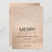 Chic Champagne Gold Glitter Metallic Kerstmis Feestdagenkaart (Voorkant / Achterkant)