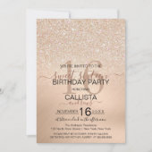 Chic Champagne Gold Glitter Metallic Sweet 16 Kaart (Voorkant)