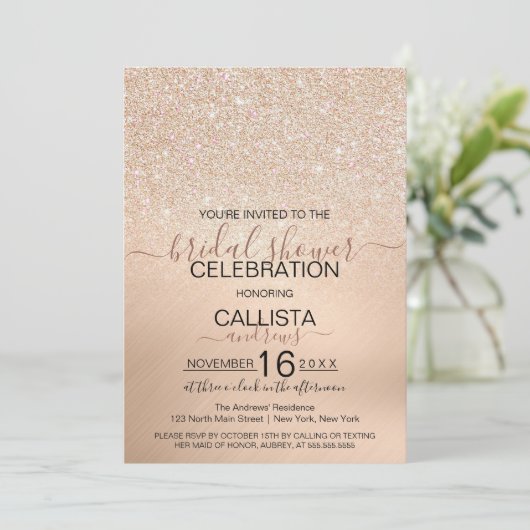 Chic Champagne Gold Glitter Metallic Vrijgezellenf Kaart (Staand voorkant)