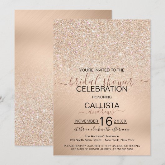 Chic Champagne Gold Glitter Metallic Vrijgezellenf Kaart (Voorkant / Achterkant)