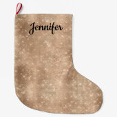 Chic Champagne Gold Sparkle Glitz Grote Kerstsok (Voorkant)