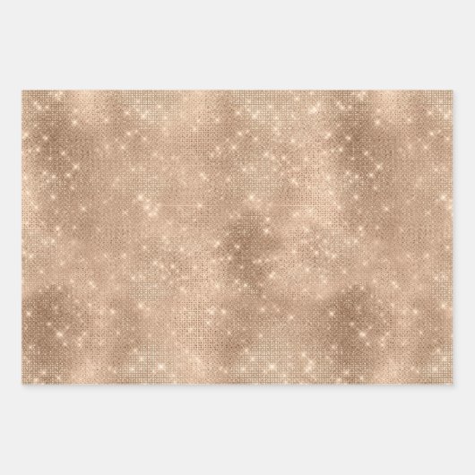 Chic Champagne Gold Sparkle Glitz Inpakpapier Vel (Voorkant)