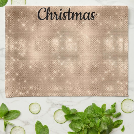 Chic Champagne Gold Sparkle Glitz Theedoek (Gevouwen)