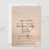 Chic Champagne Gouden Glitter Metallic Quinceañera Kaart (Voorkant)