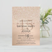Chic Champagne Gouden Glitter Metallic Quinceañera Kaart (Staand voorkant)