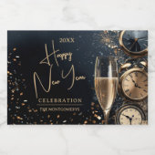 Chic Champagne Happy New Year Mini Sparkling Wijnetiket (Enkel label)