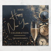 Chic Champagne Happy New Year Sparkling Wijnetiket (Enkel label)