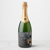 Chic Champagne Happy New Year Sparkling Wijnetiket (Voorkant)