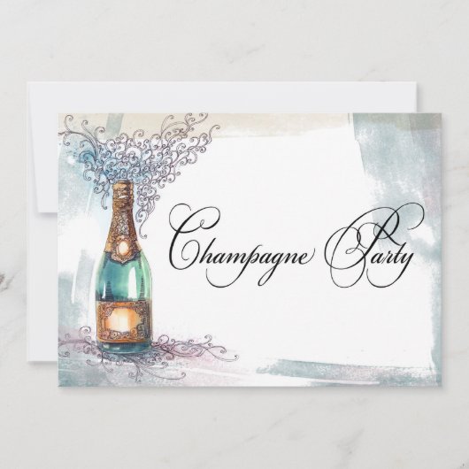 Chic Champagne Party Invitation Kaart (Voorkant)