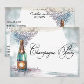 Chic Champagne Party Invitation Kaart (Voorkant / Achterkant)