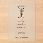 Chic Champagne Soirée Birthday Invitation Acryl Uitnodigingen (Voorkant)