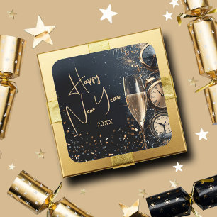 Chic Champagne Tijd Gelukkig Nieuwjaar Vierkante Sticker