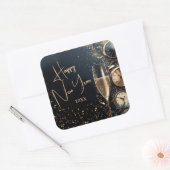 Chic Champagne Time Happy New Year Vierkante Sticker (Envelop)