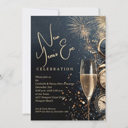 Chic Champagne Time New Year's Eve Kaart (Voorkant)