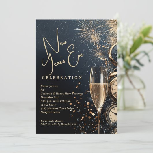 Chic Champagne Time New Year's Eve Kaart (Staand voorkant)