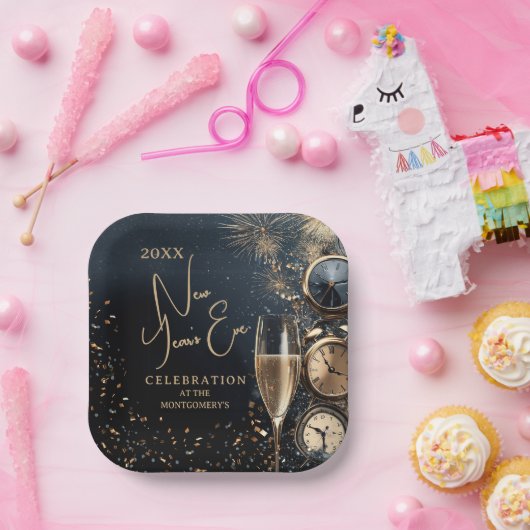 Chic Champagne Time New Year's Eve Papieren Bordje (Feest)