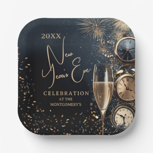 Chic Champagne Time New Year's Eve Papieren Bordje (Voorkant)