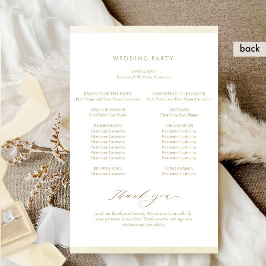 Chic Champagne Waterverf Lijst Wedding Programme