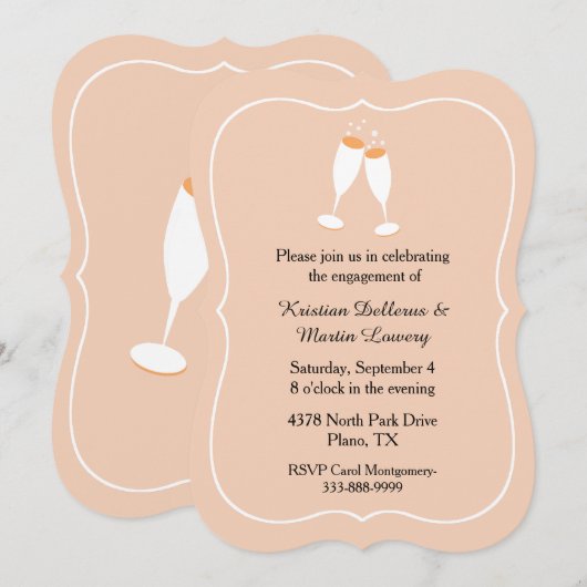 Chic Champange Toast Engagement Party Kaart (Voorkant / Achterkant)