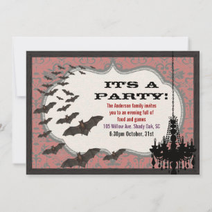  Chic Chandelier Damask Halloween Party Kaart